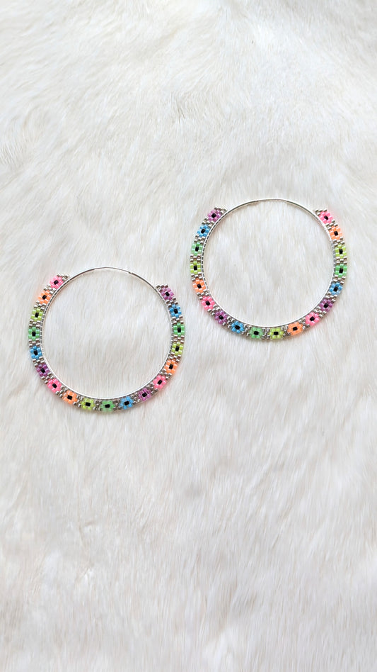 Rainbow Daisy Hoops