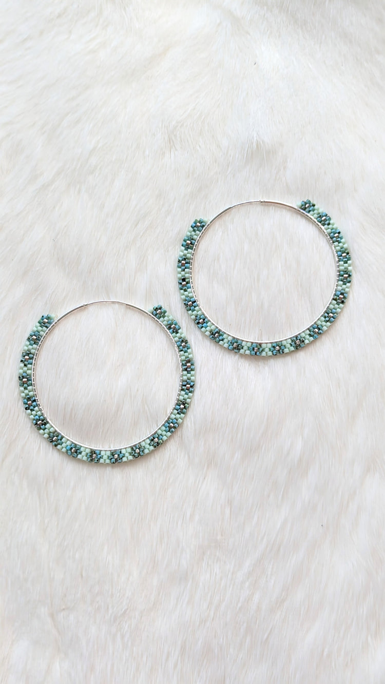 Turquoise Daisy Hoops